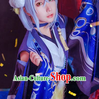 Traditional Chinese Cosplay Taoist Navy Clothing Ancient Swordsman Costume for Men