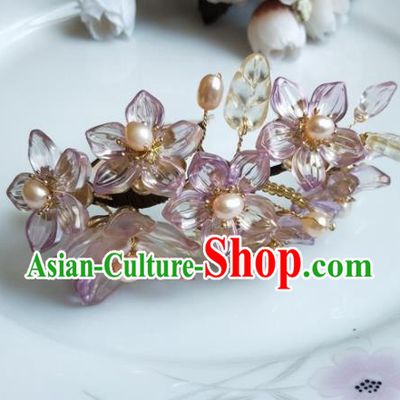 Traditional Chinese Hanfu Palace Purple Plum Hair Comb Hairpins Ancient Princess Hair Accessories for Women