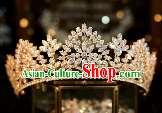 Top Grade Bride Champagne Royal Crown Handmade Wedding Hair Accessories for Women Top Grade Bride Champagne Royal Crown Handmade Wedding Hair Accessories for Women