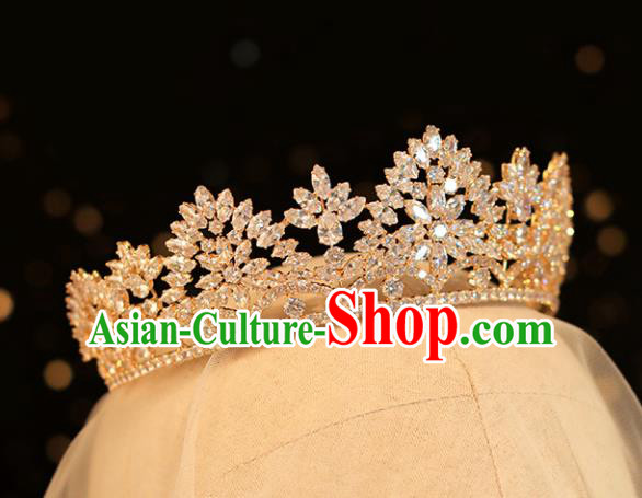 Top Grade Bride Champagne Royal Crown Handmade Wedding Hair Accessories for Women Top Grade Bride Champagne Royal Crown Handmade Wedding Hair Accessories for Women