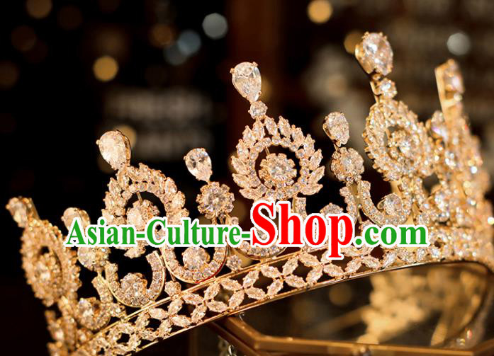 Top Grade Bride Zircon Royal Crown Handmade Wedding Hair Accessories for Women Top Grade Bride Zircon Royal Crown Handmade Wedding Hair Accessories for Women