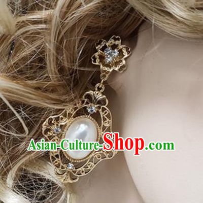 Top Grade Bride Golden Earrings Handmade Wedding Ear Accessories for Women