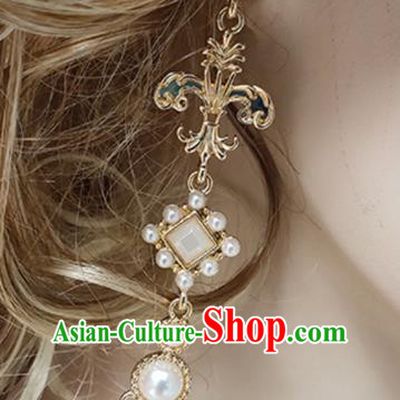 Top Grade Baroque Bride Golden Earrings Handmade Wedding Ear Accessories for Women