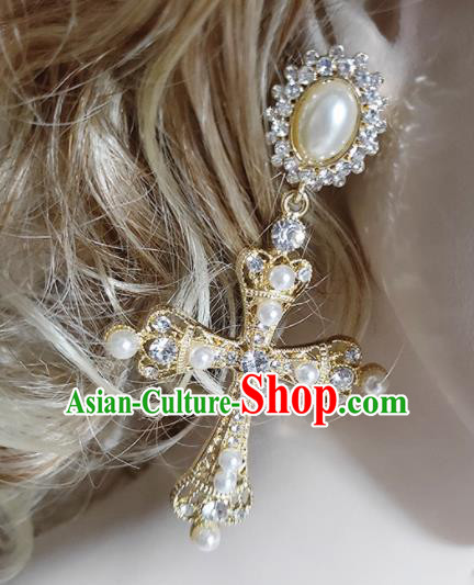 Top Grade Gothic Crystal Crucifix Earrings Handmade Ear Accessories for Women Top Grade Gothic Crystal Crucifix Earrings Handmade Ear Accessories for Women