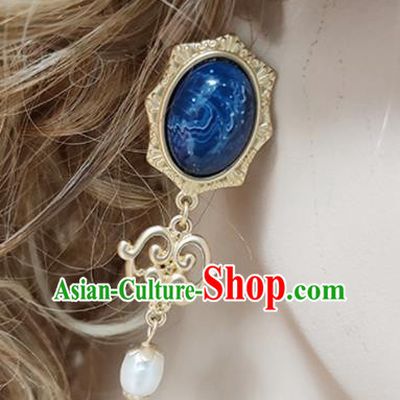 Top Grade Baroque Bride Sapphire Earrings Handmade Wedding Ear Accessories for Women