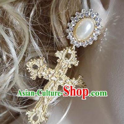 Top Grade Gothic Golden Crucifix Earrings Handmade Ear Accessories for Women