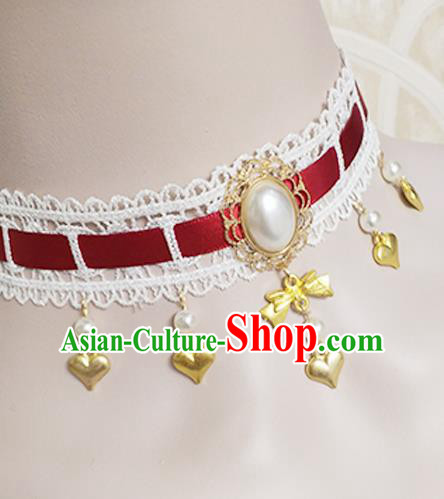 Top Grade Gothic Princess Red Ribbon Necklace Handmade Necklet Accessories for Women Top Grade Gothic Princess Red Ribbon Necklace Handmade Necklet Accessories for Women