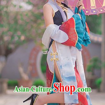 Traditional Chinese Cosplay Swordswoman Qipao Dress Ancient Heroine Costume for Women