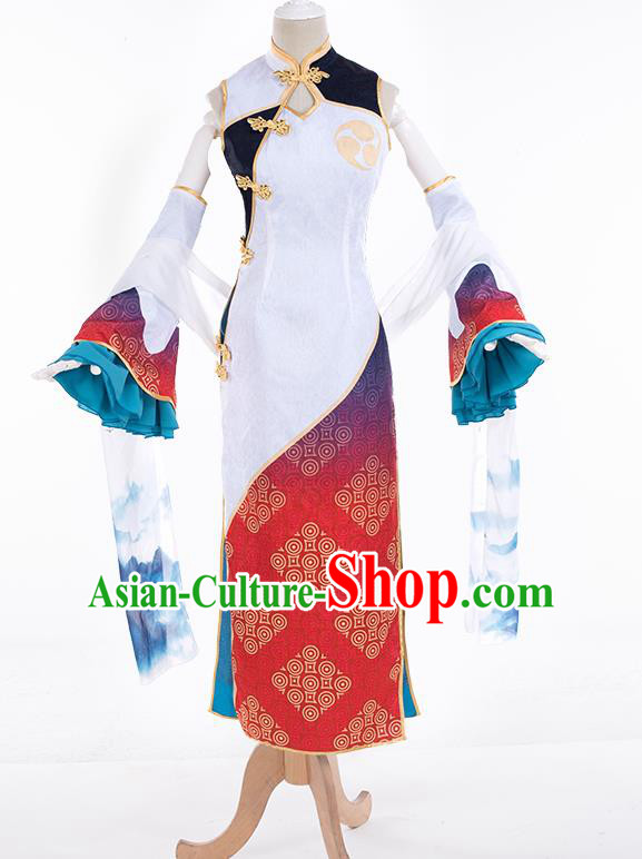 Traditional Chinese Cosplay Swordswoman Qipao Dress Ancient Heroine Costume for Women Traditional Chinese Cosplay Swordswoman Qipao Dress Ancient Heroine Costume for Women