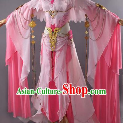 Traditional Chinese Cosplay Swordswoman Pink Dress Ancient Fairy Princess Heroine Costume for Women