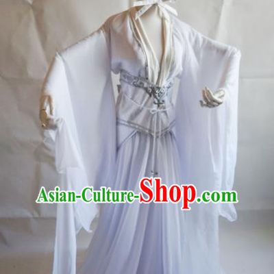 Traditional Chinese Cosplay Swordswoman White Dress Ancient Royal Princess Costume for Women