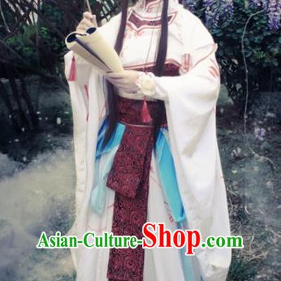 Traditional Chinese Cosplay Swordswoman Feng Jiu White Dress Ancient Royal Princess Costume for Women