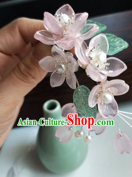 Traditional Chinese Hanfu Pink Flowers Hairpins Ancient Princess Hair Accessories for Women Traditional Chinese Hanfu Pink Flowers Hairpins Ancient Princess Hair Accessories for Women