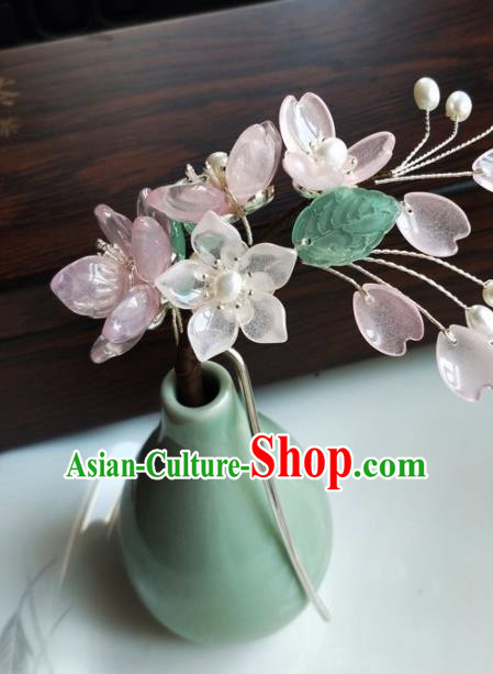 Traditional Chinese Hanfu Pink Flowers Hairpins Ancient Princess Hair Accessories for Women Traditional Chinese Hanfu Pink Flowers Hairpins Ancient Princess Hair Accessories for Women