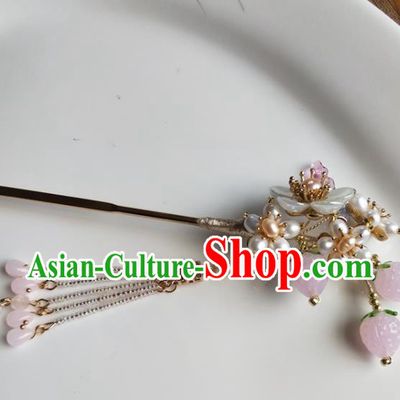 Traditional Chinese Hanfu Pink Strawberry Pearls Hairpins Ancient Princess Hair Accessories for Women