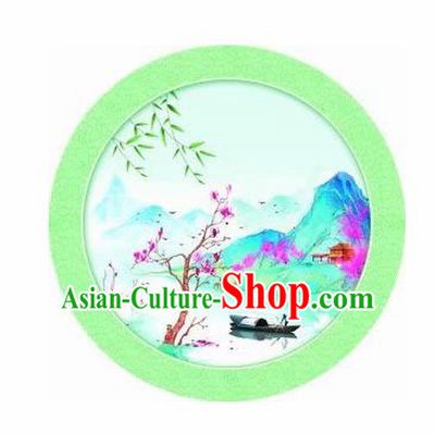Chinese Handmade Printing Green Oil Paper Umbrella Traditional Umbrellas