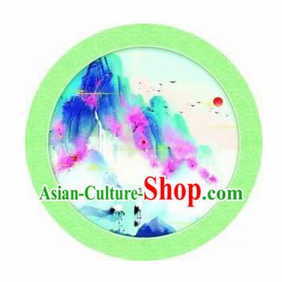 Chinese Handmade Printing Green Oil Paper Umbrella Traditional Umbrellas
