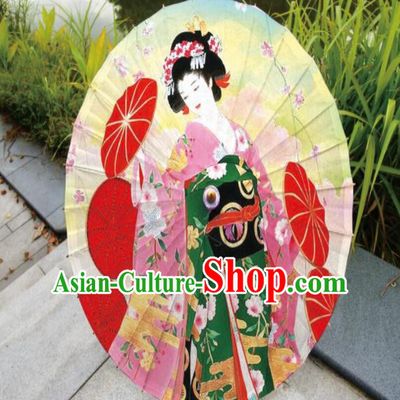 Japanese Handmade Printing Kimono Beauty Oil Paper Umbrella Traditional Umbrellas