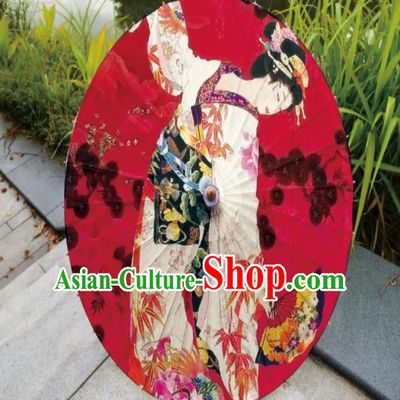 Japanese Handmade Printing Red Oil Paper Umbrella Traditional Umbrellas