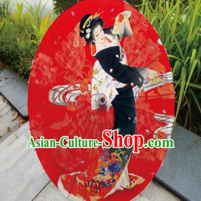 Japanese Handmade Printing Beauty Red Oil Paper Umbrella Traditional Umbrellas