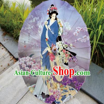 Japanese Handmade Printing Beauty Purple Oil Paper Umbrella Traditional Umbrellas