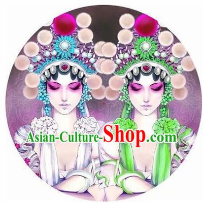 Chinese Handmade Printing Beijing Opera Purple Oil Paper Umbrella Traditional Umbrellas