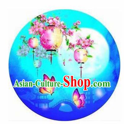 Chinese Handmade Printing Butterfly Lantern Blue Oil Paper Umbrella Traditional Umbrellas