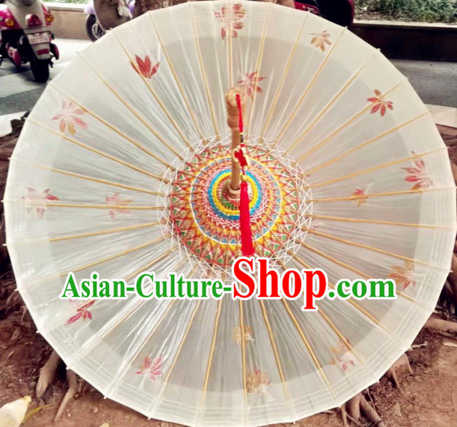 Chinese Handmade Red Leaf Oil Paper Umbrella Traditional Umbrellas Chinese Handmade Red Leaf Oil Paper Umbrella Traditional Umbrellas