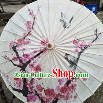 Chinese Handmade Printing Red Plum Blossom Oil Paper Umbrella Traditional Umbrellas