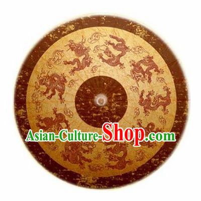 Chinese Handmade National Dragons Pattern Oil Paper Umbrella Traditional Umbrellas