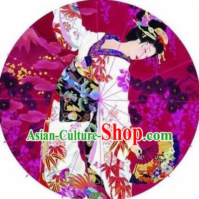 Japanese Handmade Printing White Kimono Beauty Oil Paper Umbrella Traditional Dance Umbrellas