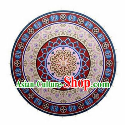 Chinese Handmade National Pattern Blue Oil Paper Umbrella Traditional Umbrellas