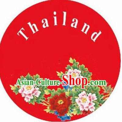 Thailand Handmade Printing Peony Red Oil Paper Umbrella Traditional Umbrellas