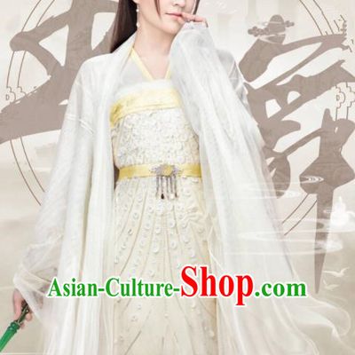 Ancient Chinese Female Swordsman Hanfu Dress Drama Taoist Nun Wang Wu Costumes for Women
