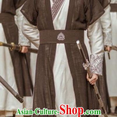 Chinese Ancient Taoist Black Hanfu Clothing Drama Swordsman Costumes for Men