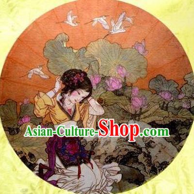 Chinese Handmade Printing Ancient Beauty Oil Paper Umbrella Traditional Decoration Umbrellas
