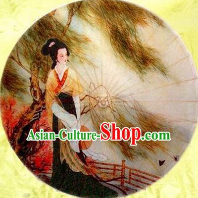 Chinese Handmade Printing Ancient Willow Beauty Oil Paper Umbrella Traditional Decoration Umbrellas