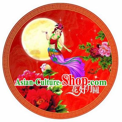 Chinese Classical Dance Printing Moon Goddess Handmade Red Paper Umbrella Traditional Decoration Umbrellas