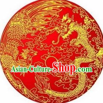 Chinese Classical Dance Printing Dragon Phoenix Handmade Red Paper Umbrella Traditional Decoration Umbrellas