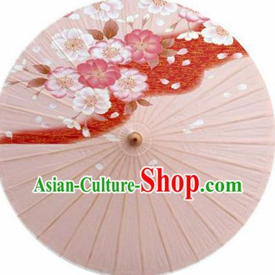 Japanese Handmade Printing Sakura Pink Oil Paper Umbrella Traditional Decoration Umbrellas