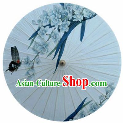 Chinese Classical Dance Ink Painting Flowers Butterfly Handmade Paper Umbrella Traditional Decoration Umbrellas