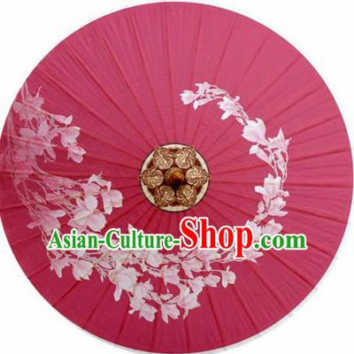 Chinese Classical Dance Ink Painting Jasminum Handmade Rosy Paper Umbrella Traditional Decoration Umbrellas