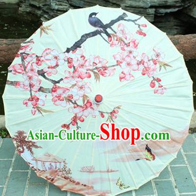 Handmade Chinese Classical Dance Printing Peach Flowers Paper Umbrella Traditional Cosplay Decoration Umbrellas
