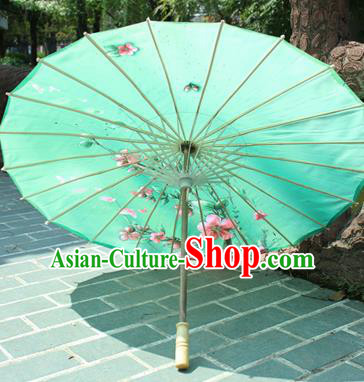 Handmade Chinese Classical Dance Printing Flower Green Paper Umbrella Traditional Cosplay Decoration Umbrellas Handmade Chinese Classical Dance Printing Flower Green Paper Umbrella Traditional Cosplay Decoration Umbrellas
