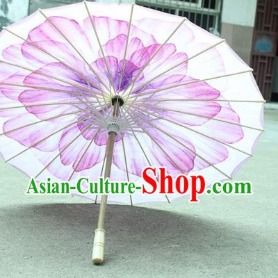 Handmade Chinese Classical Dance Printing Purple Peony Silk Umbrella Traditional Cosplay Decoration Umbrellas