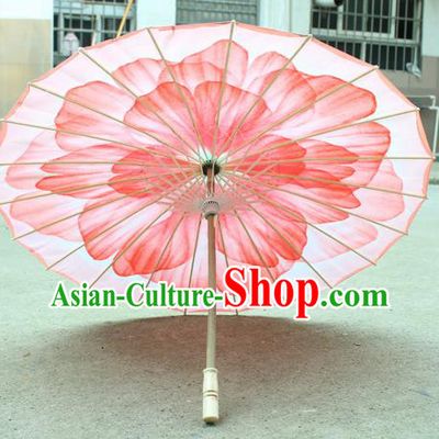Handmade Chinese Classical Dance Printing Red Peony Silk Umbrella Traditional Cosplay Decoration Umbrellas