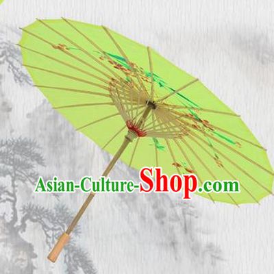 Handmade Chinese Printing Flowers Butterfly Yellow Silk Umbrella Traditional Classical Dance Decoration Umbrellas