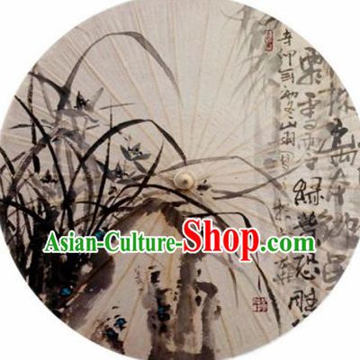 Chinese Classical Dance Handmade Ink Painting Orchid Paper Umbrella Traditional Decoration Umbrellas
