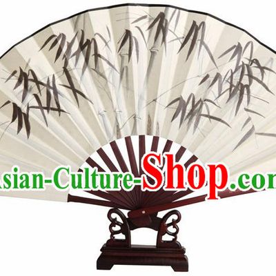 Chinese Handmade Painting Bamboo White Fans Accordion Fan Traditional Decoration Folding Fan