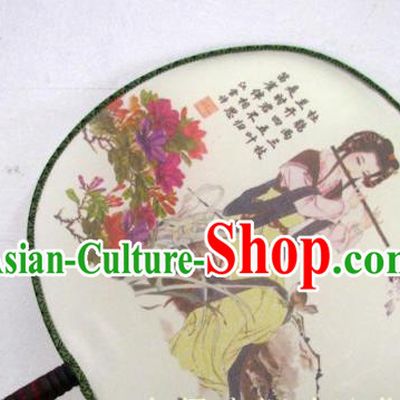 Handmade Chinese Classical Painting Silk Round Fan Traditional Hanfu Palace Fans